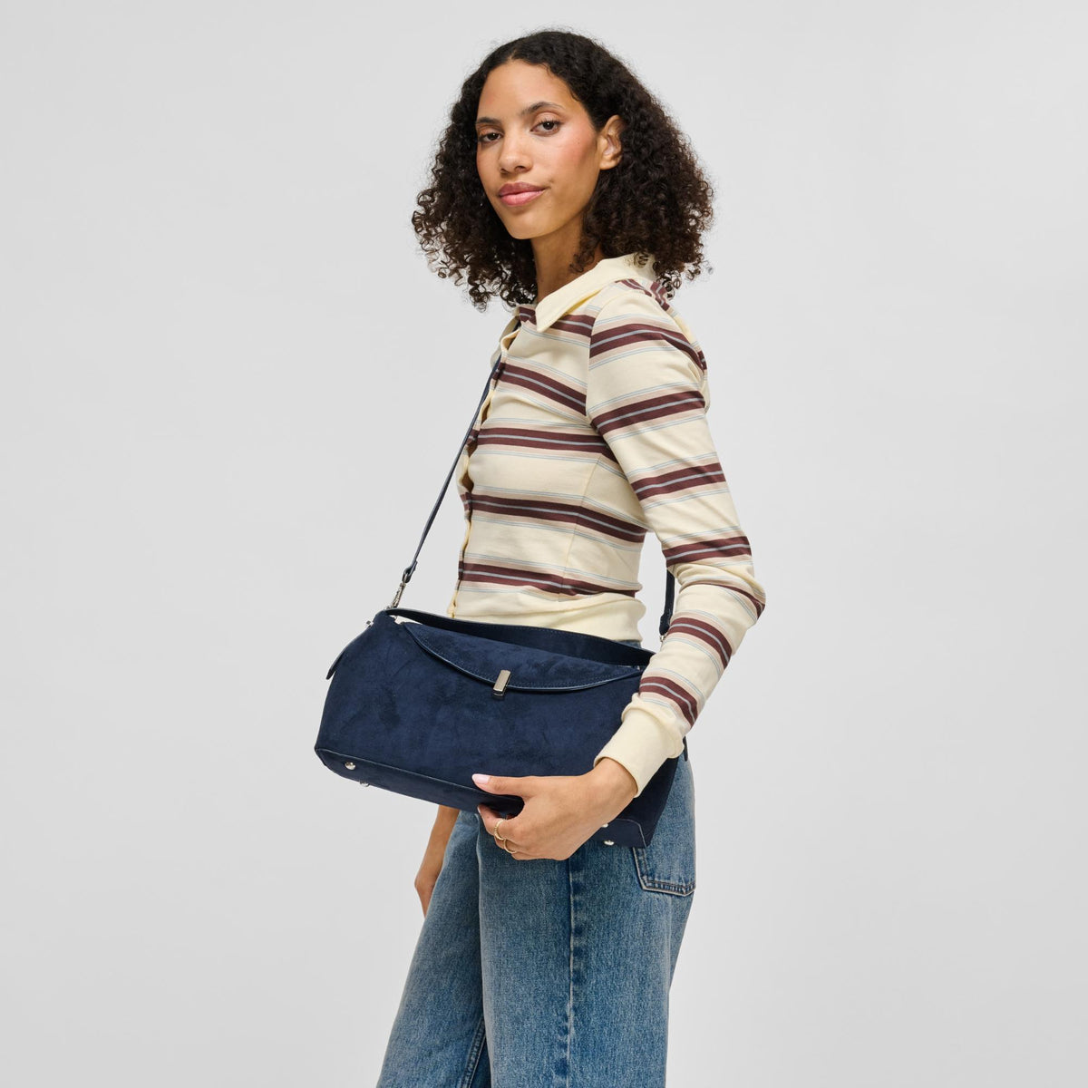 Woman wearing Midnight Urban Expressions Evermore Crossbody 840504212819 View 1 | Midnight