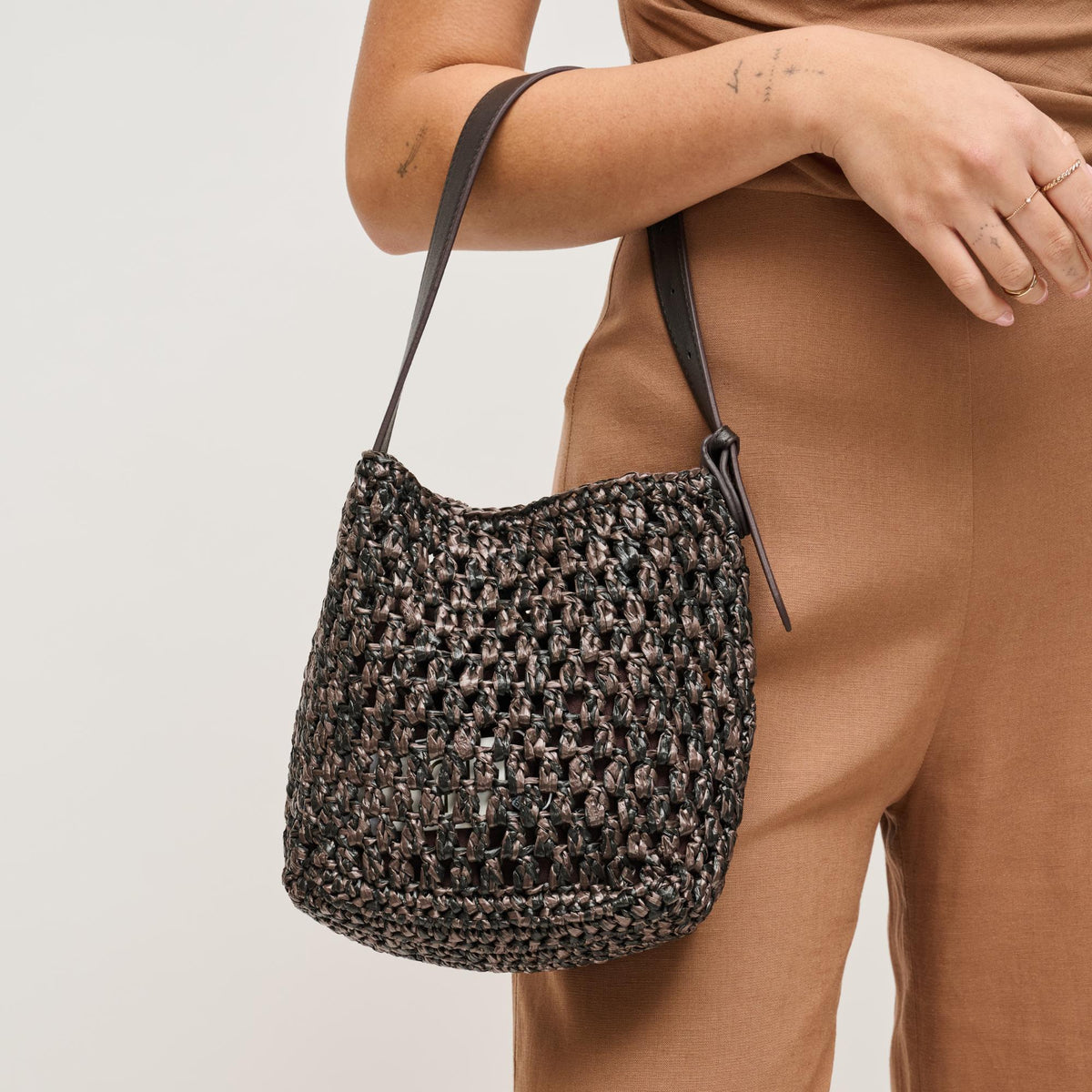 Woman wearing Chocolate Urban Expressions Ember Shoulder Bag 840504204029 View 4 | Chocolate