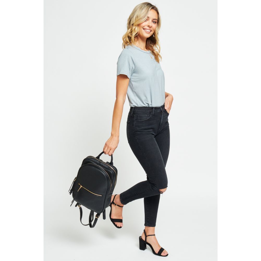 Woman wearing Black Urban Expressions Mercer Backpack 840611178855 View 3 | Black
