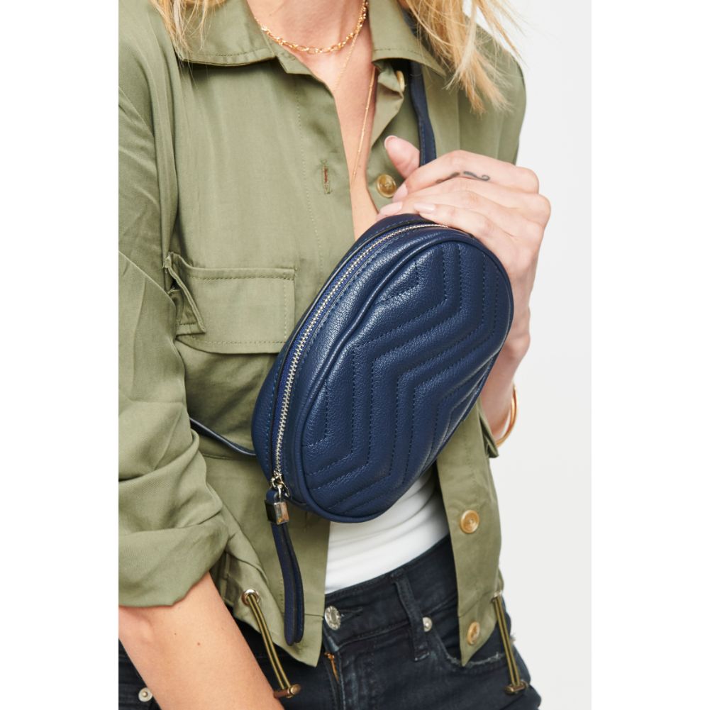 Woman wearing Navy Urban Expressions Sage Belt Bag 840611152138 View 1 | Navy