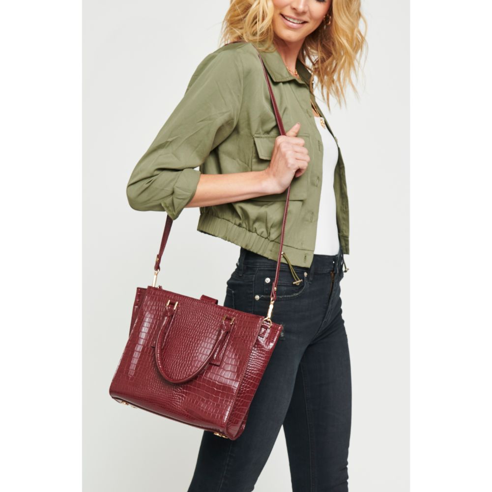 Woman wearing Burgundy Urban Expressions Josephine Tote 840611167156 View 1 | Burgundy