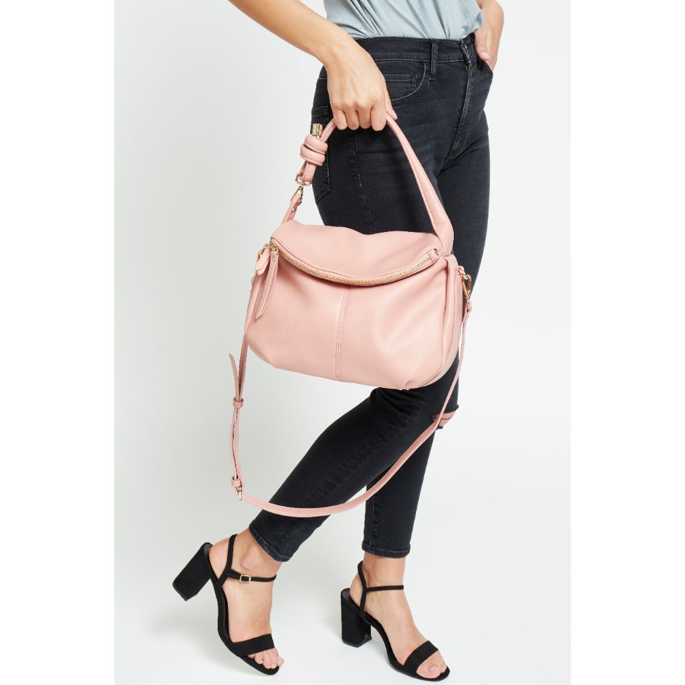Woman wearing Rosewood Urban Expressions Layla Messenger 840611179029 View 3 | Rosewood