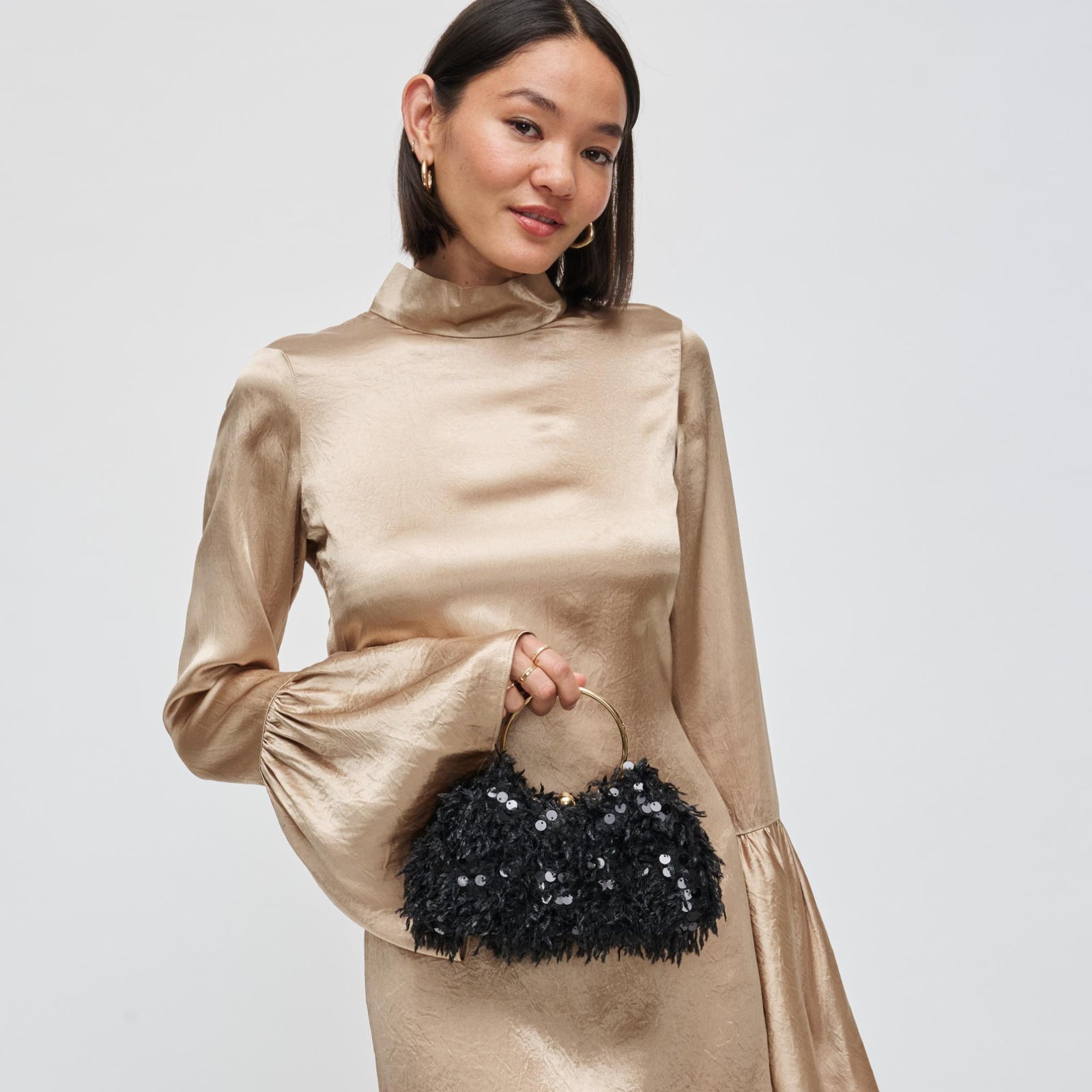 Woman wearing Black Urban Expressions Charlotte Evening Bag 840504200946 View 1 | Black