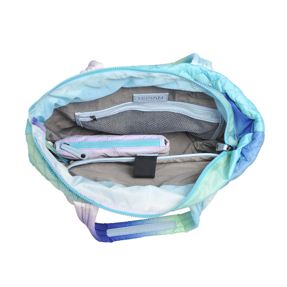 Woman wearing Sky Multi Urban Expressions Breakaway Tote 818209018487 View 9 | Sky Multi