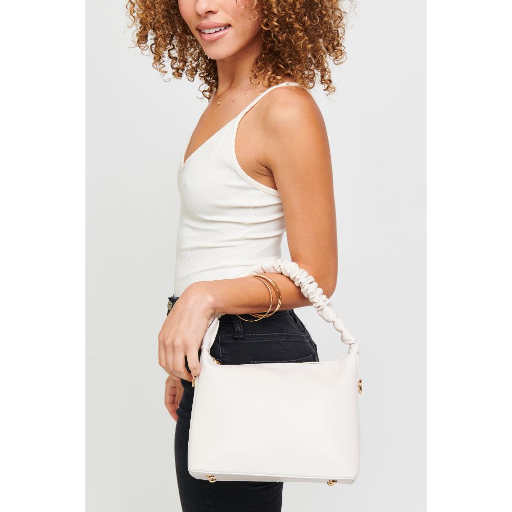 Woman wearing White Urban Expressions Maddie Crossbody 840611179326 View 2 | White