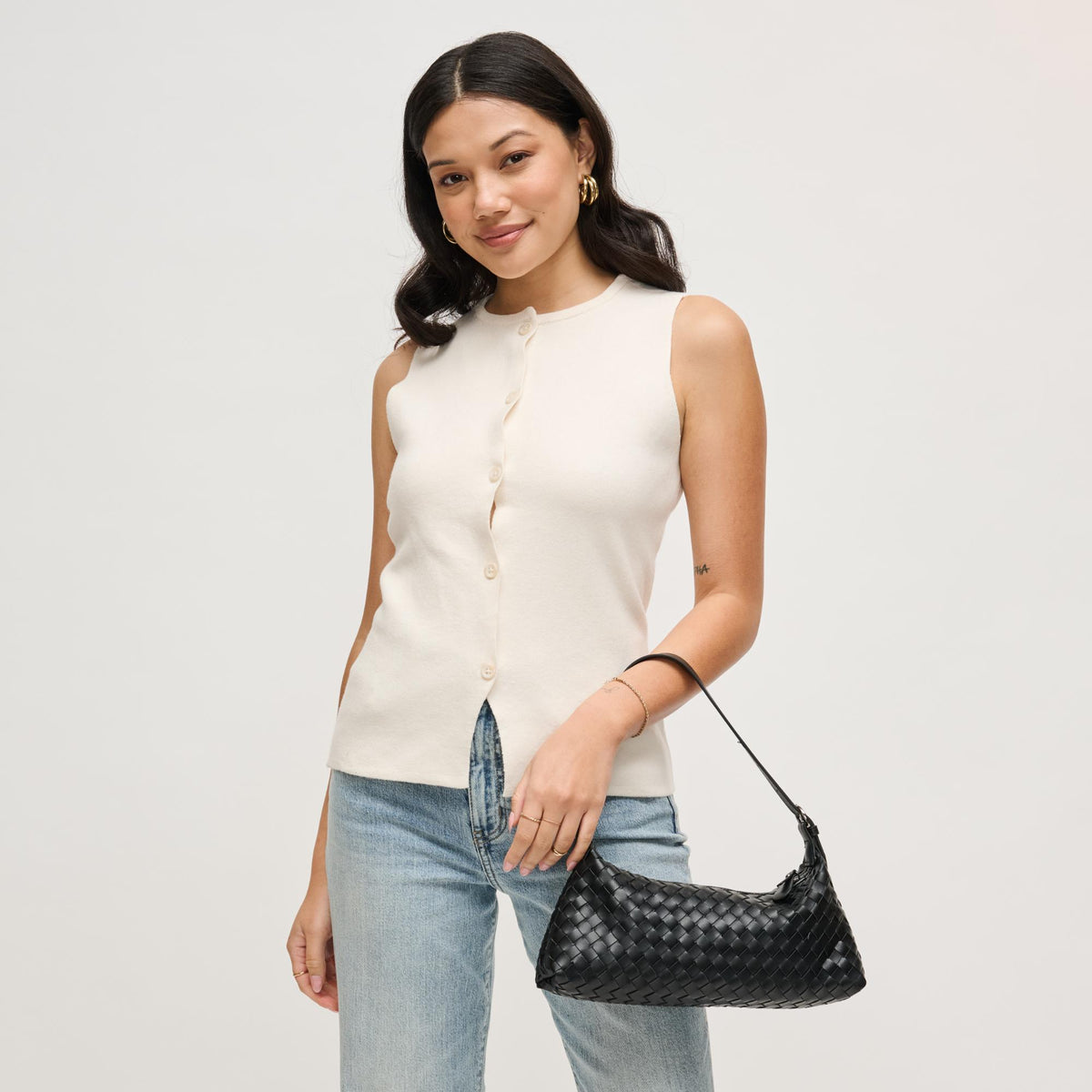 Woman wearing Black Urban Expressions Audrey Shoulder Bag 840504204050 View 3 | Black