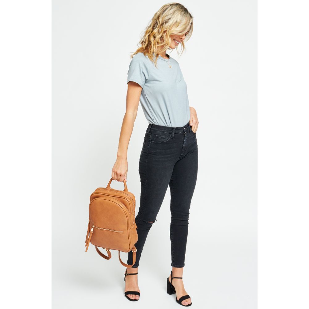 Woman wearing Tan Urban Expressions Mercer Backpack 840611178862 View 3 | Tan