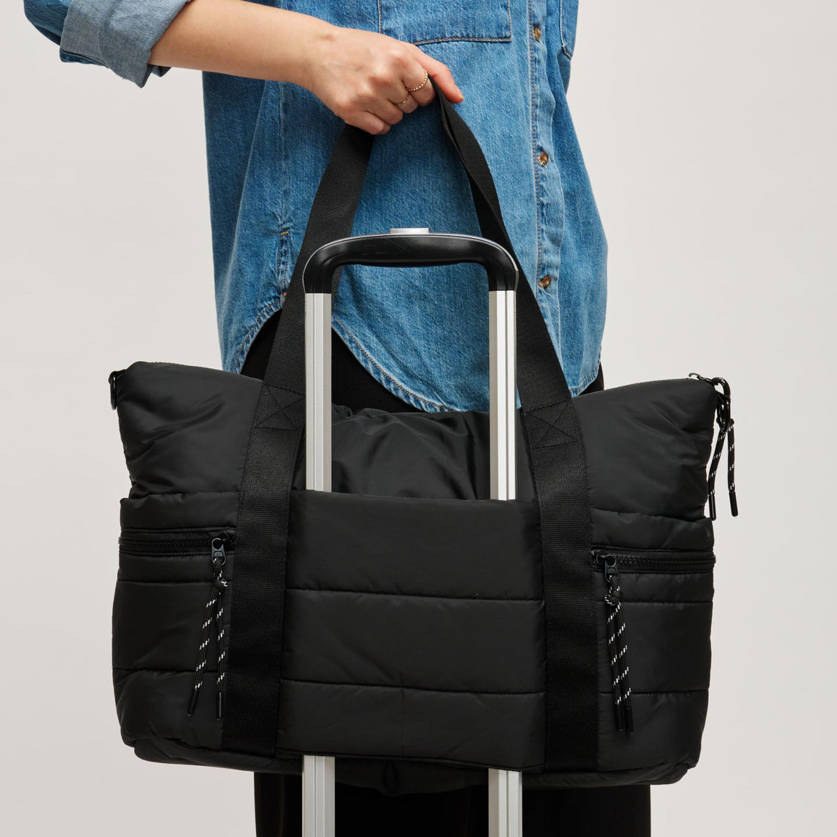 Woman wearing Black Urban Expressions Everywhere Tote 840504209918 View 2 | Black