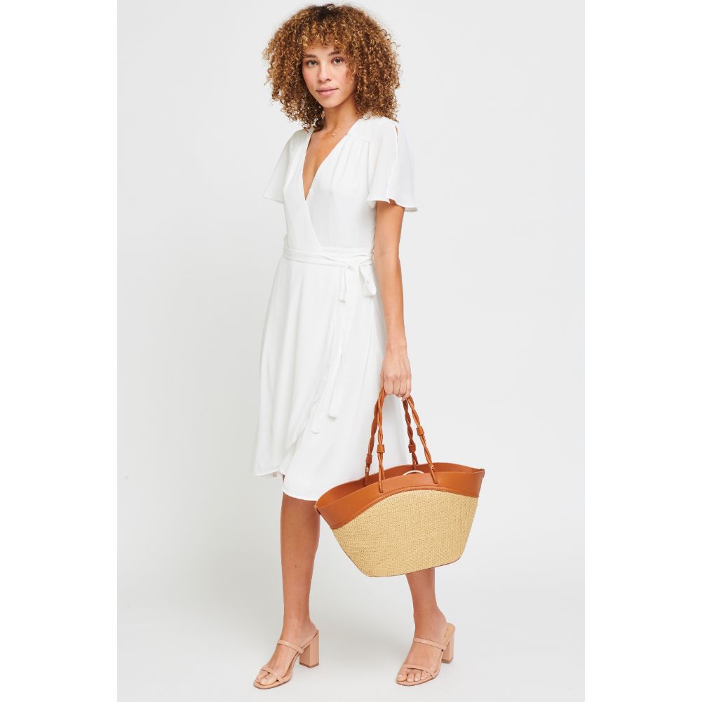 Woman wearing Beige Urban Expressions Cyprus Tote 840611181541 View 3 | Beige