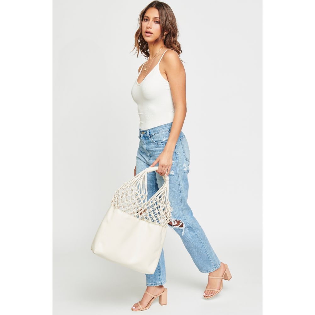 Woman wearing Cream Urban Expressions Santa Cruz Tote 840611169877 View 2 | Cream