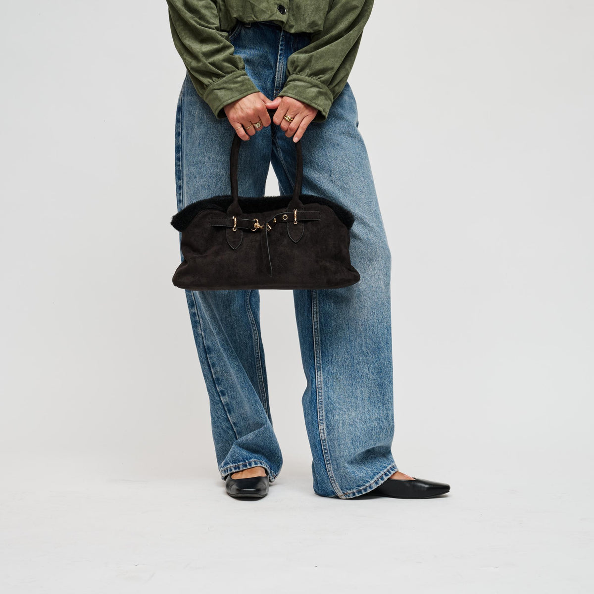 Woman wearing Black Urban Expressions Tommy Satchel 840504212314 View 3 | Black