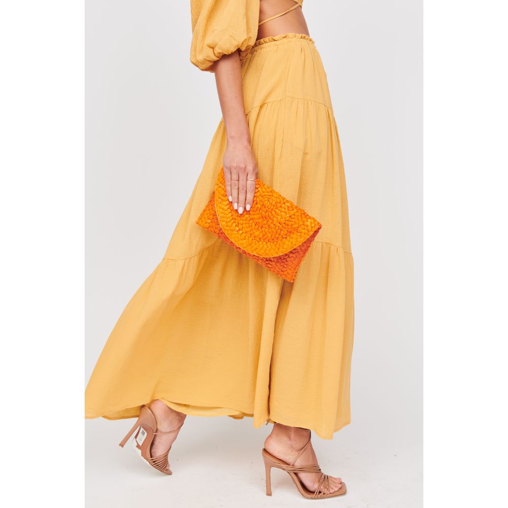Woman wearing Orange Urban Expressions Aegean Clutch 840611100733 View 1 | Orange