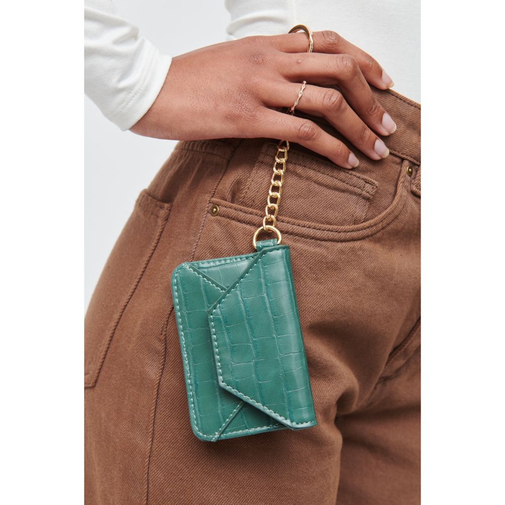 Woman wearing Emerald Urban Expressions Gia - Croco Card Holder 840611110770 View 1 | Emerald