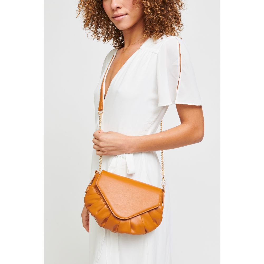 Woman wearing Tan Urban Expressions Gemma Crossbody 840611179463 View 1 | Tan