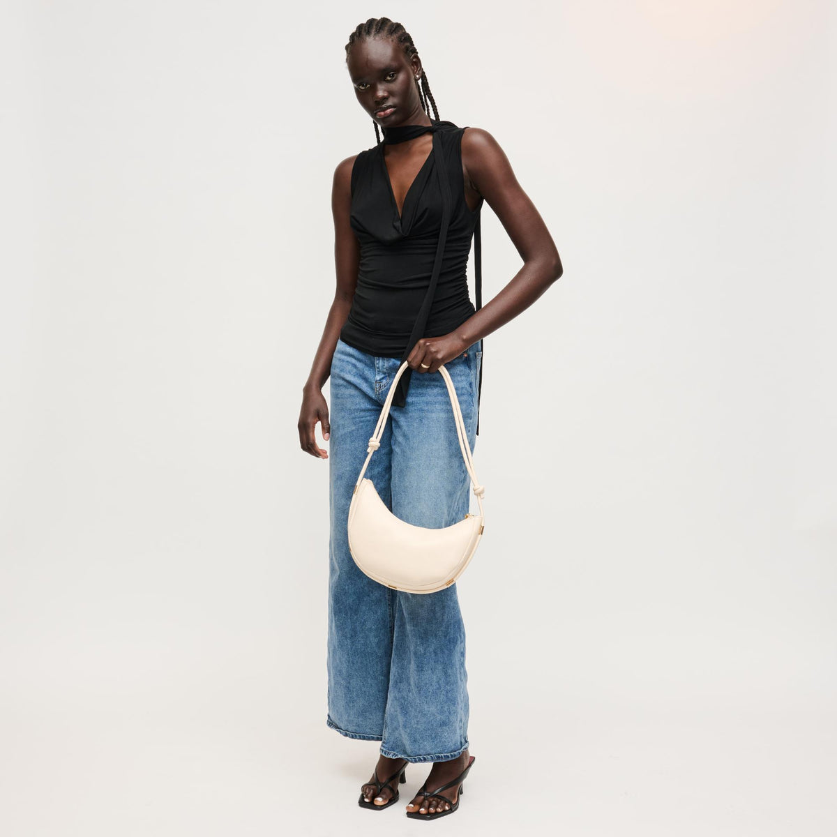 Woman wearing Cream Urban Expressions Murphy Crossbody 840504208171 View 3 | Cream
