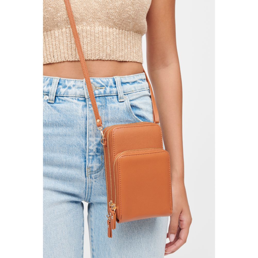 Woman wearing Tan Urban Expressions Jorgie Crossbody 840611182647 View 2 | Tan