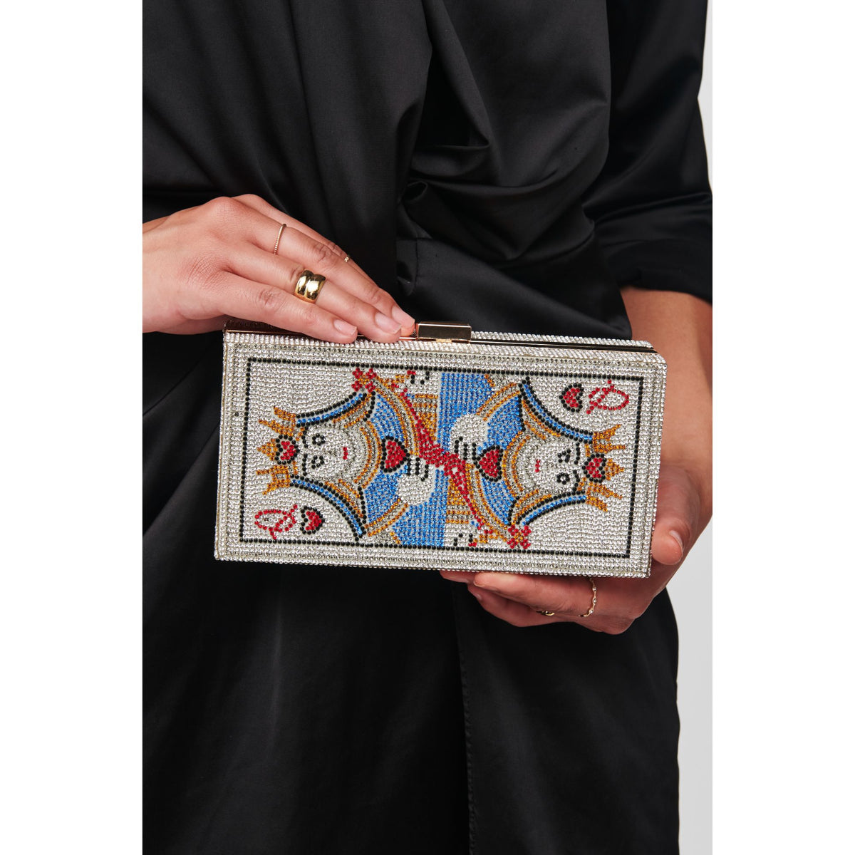 Woman wearing Silver Multi Urban Expressions Judith Evening Bag 818209012270 View 1 | Silver Multi
