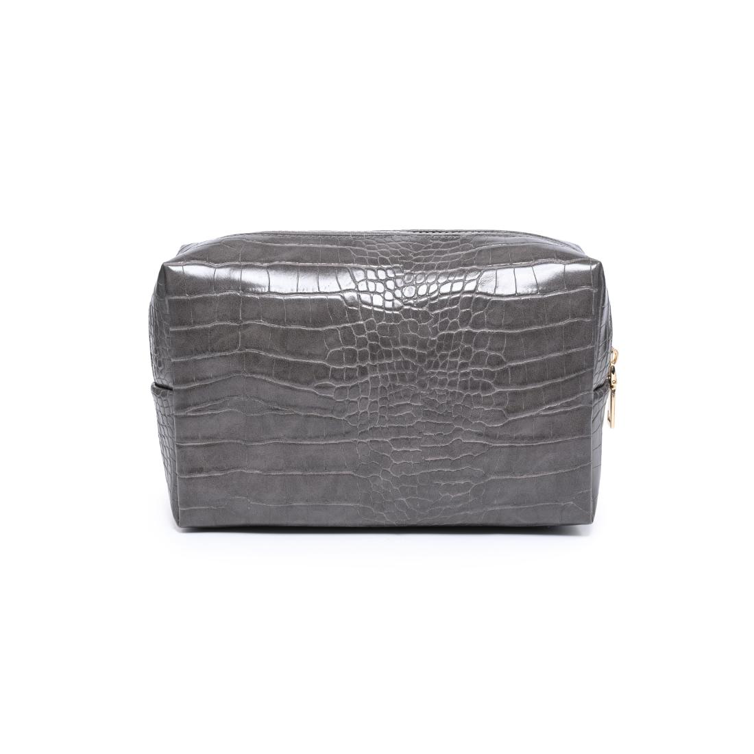 Urban Essentials Croc Chic Cosmetic & Travel Organizer Pouch 840504210587 View 7 | Dark Grey