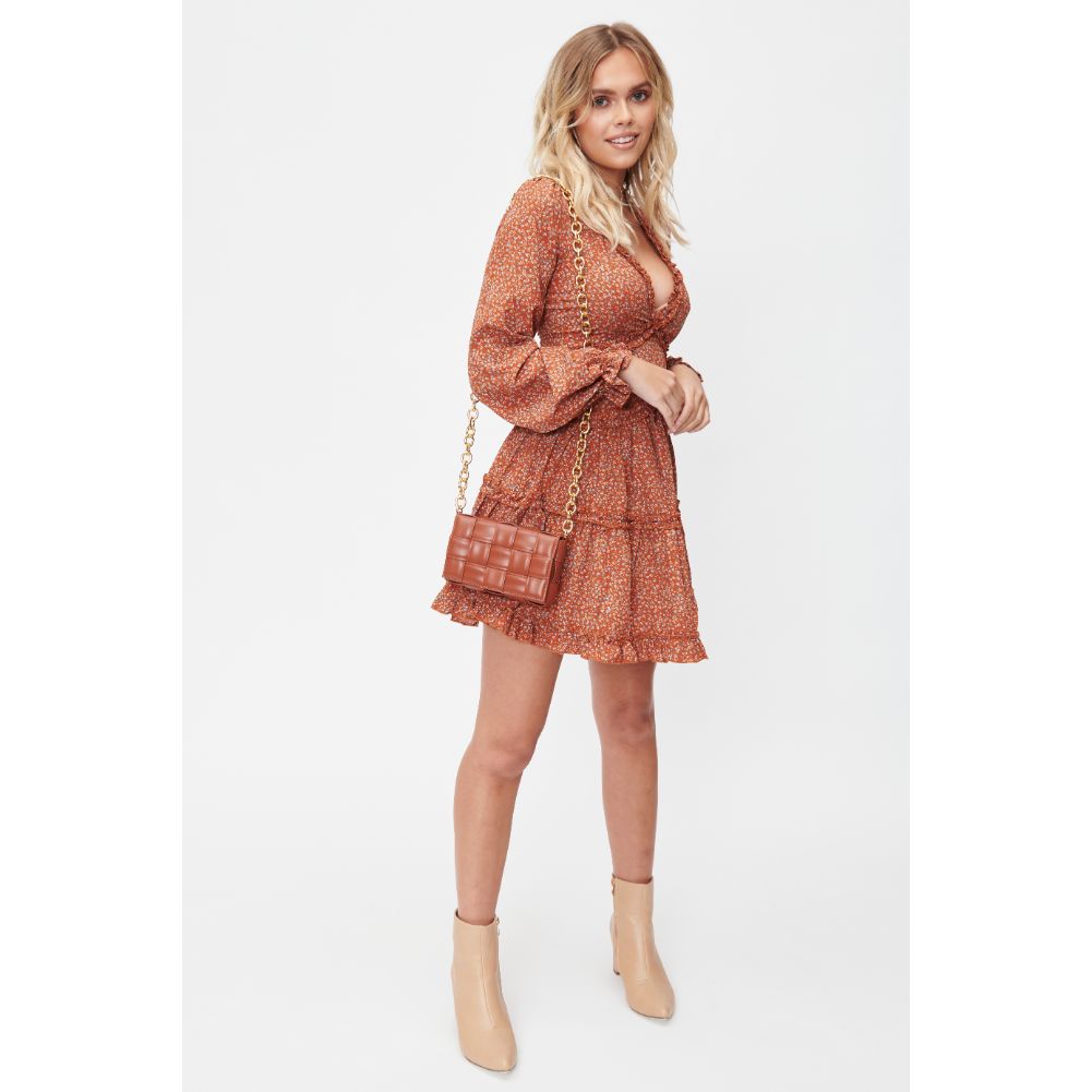Woman wearing Cognac Urban Expressions Holden Crossbody 840611101211 View 4 | Cognac