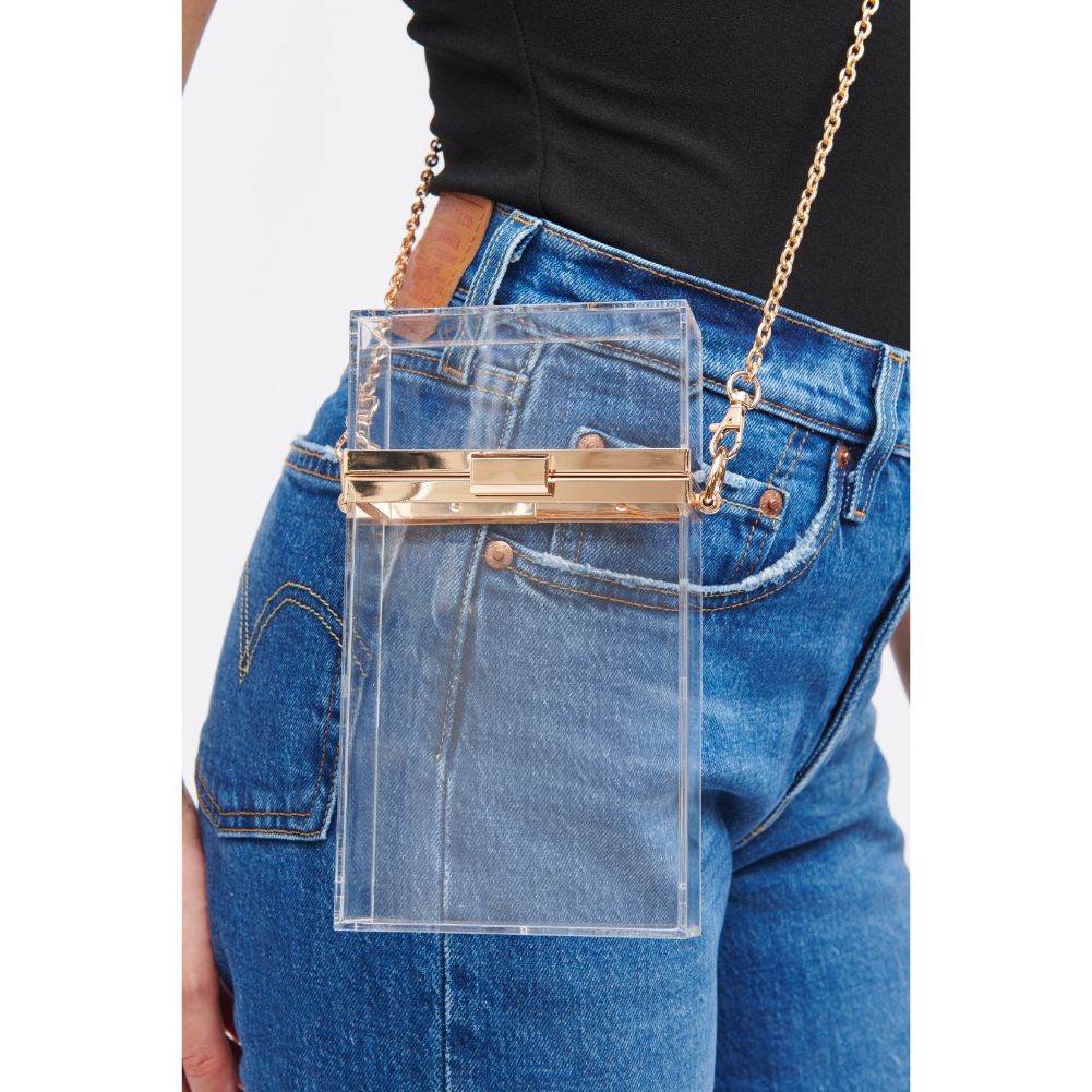 Woman wearing Clear Urban Expressions Shawna Evening Bag 840611112309 View 2 | Clear
