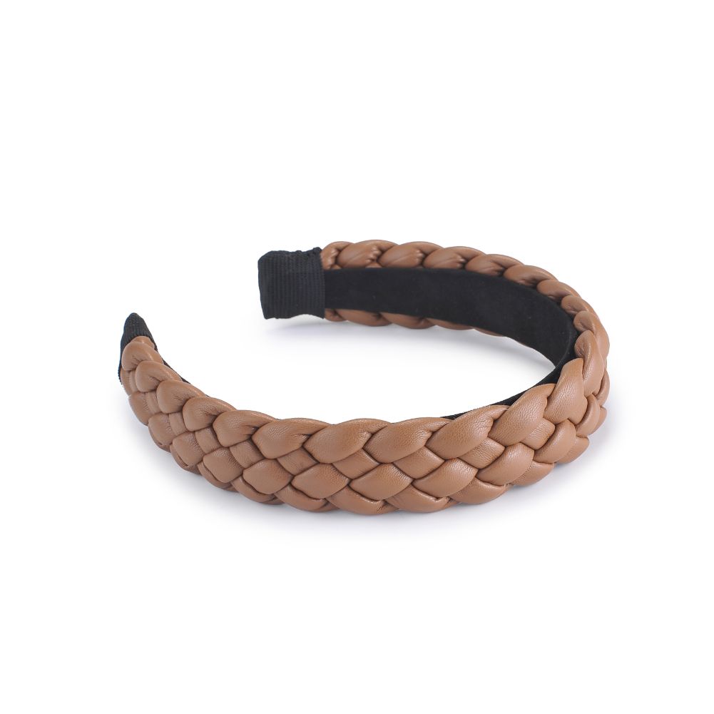 Product Image of Urban Expressions Braided Vegan Leather Headband Headband 818209014304 View 5 | Mocha