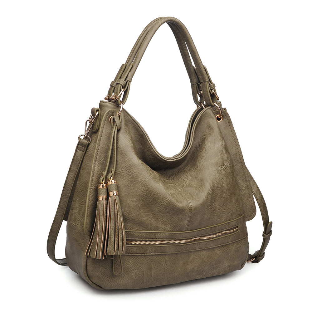 Product Image of Urban Expressions Finley Pebble Satchel NA-840611155276 View 2 | Olive