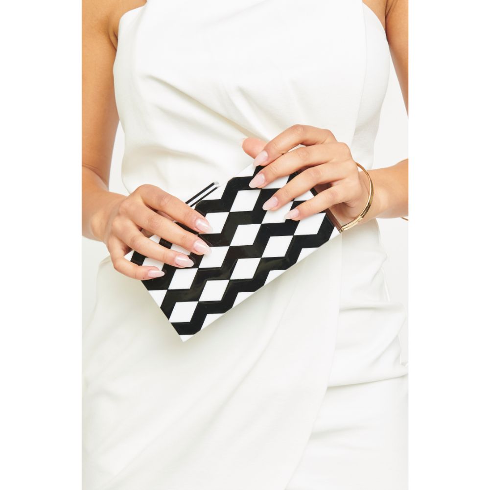 Woman wearing Black White Multi Urban Expressions Marrakesh Evening Bag 840611167781 View 3 | Black White Multi