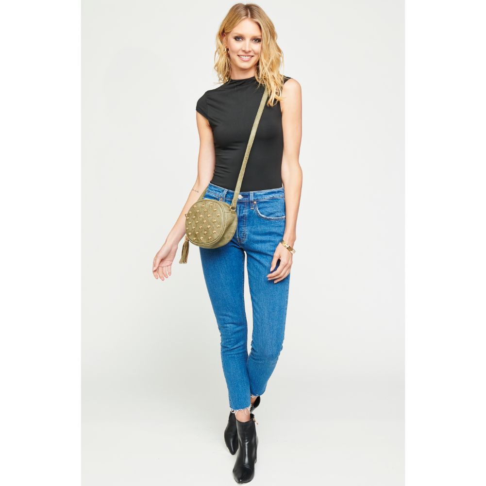 Woman wearing Olive Urban Expressions Delta Crossbody NA-840611133335 View 4 | Olive