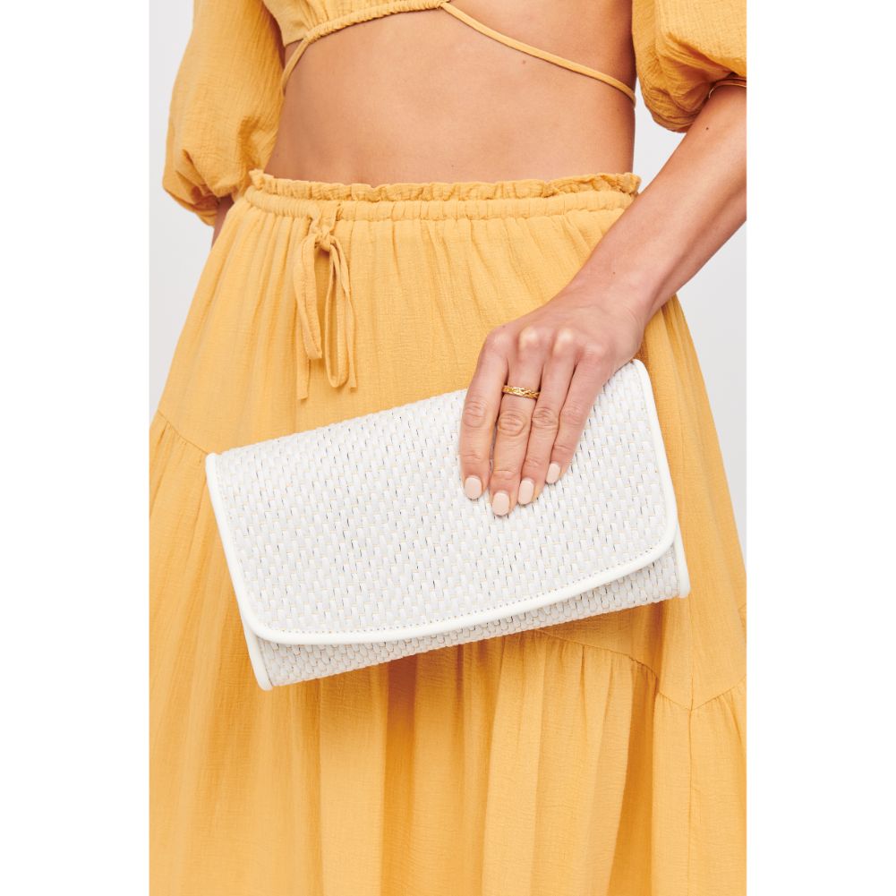 Woman wearing White Urban Expressions Imogen Clutch 840611101839 View 4 | White