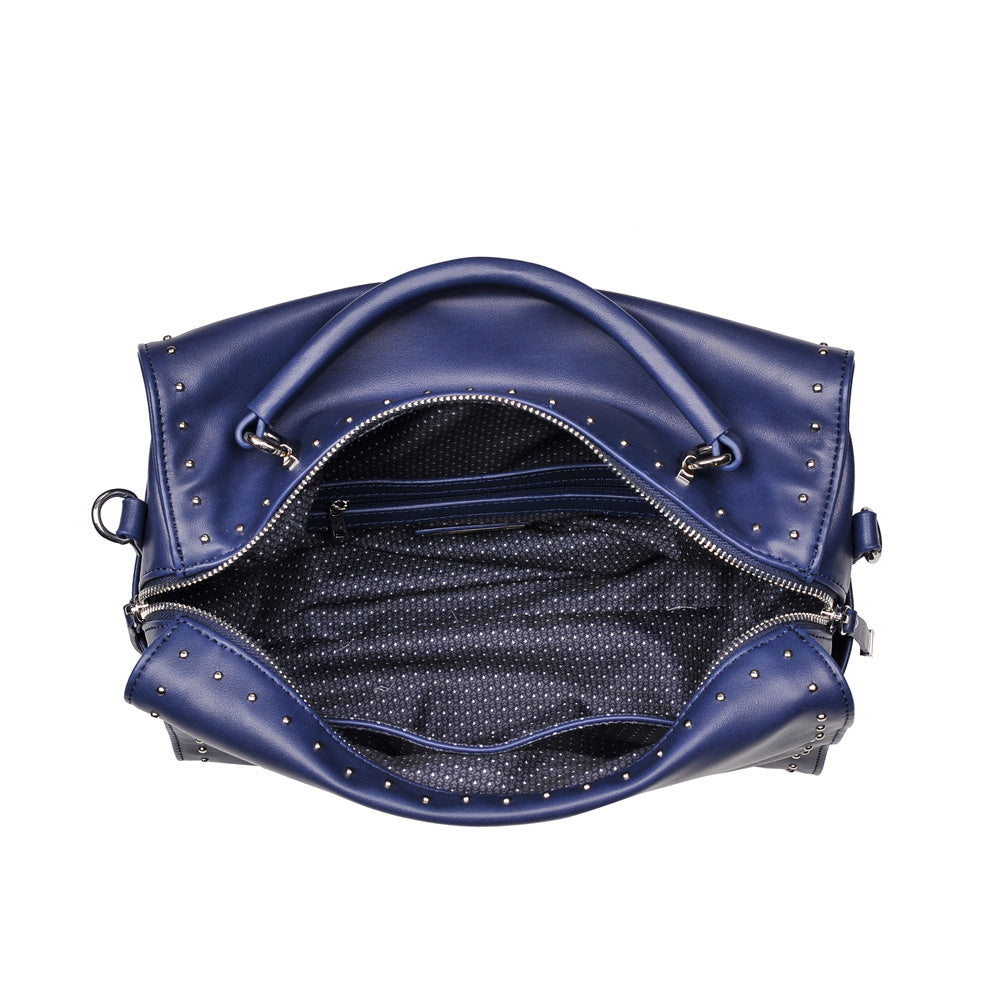 Woman wearing Navy Urban Expressions Madden Satchel 840611153746 View 9 | Navy