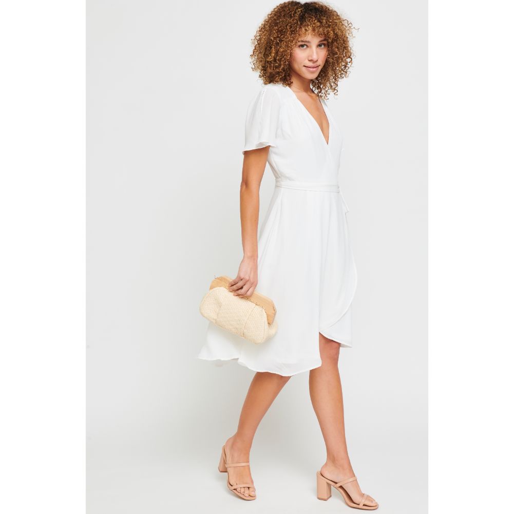 Woman wearing Beige Urban Expressions Echo Clutch 840611182111 View 3 | Beige
