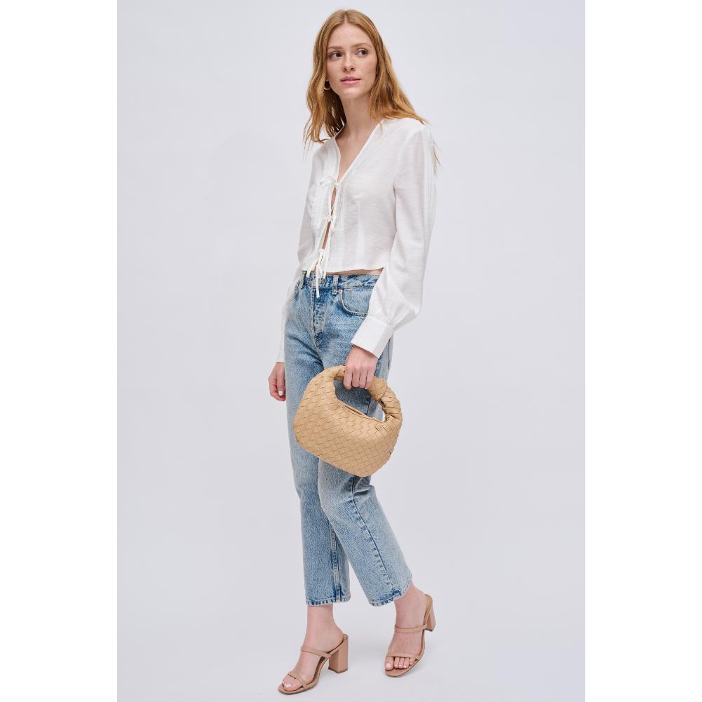 Woman wearing Camel Urban Expressions Tracy - Woven Clutch 840611121929 View 4 | Camel