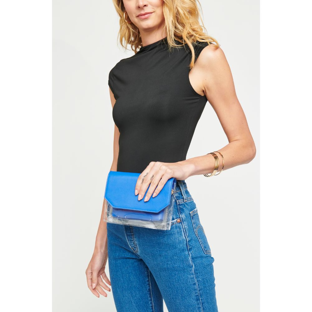 Woman wearing Royal Blue Urban Expressions Tailgate Clutch 840611160003 View 3 | Royal Blue