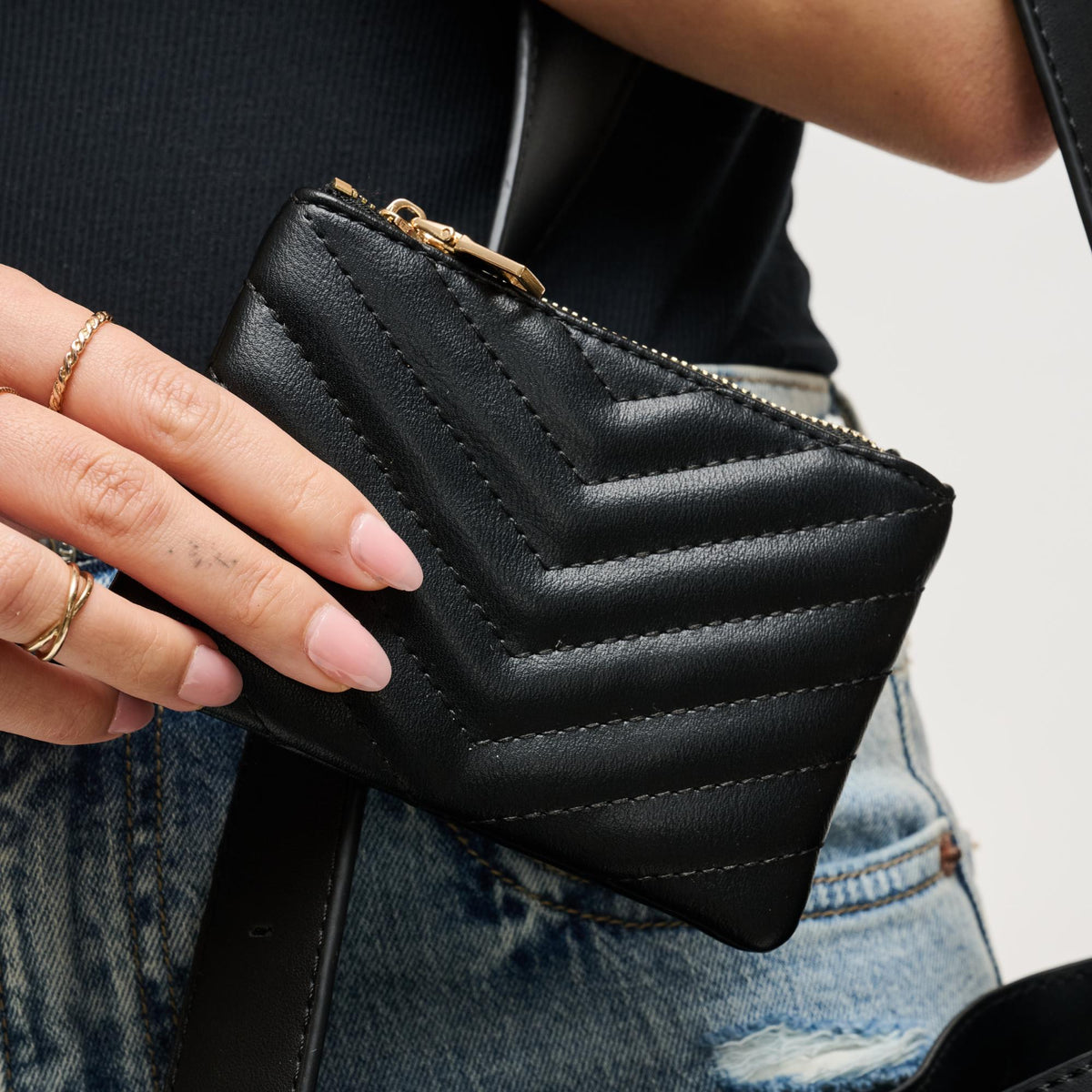 Woman wearing Black Urban Expressions Mackenzie Wallet 840504203817 View 2 | Black