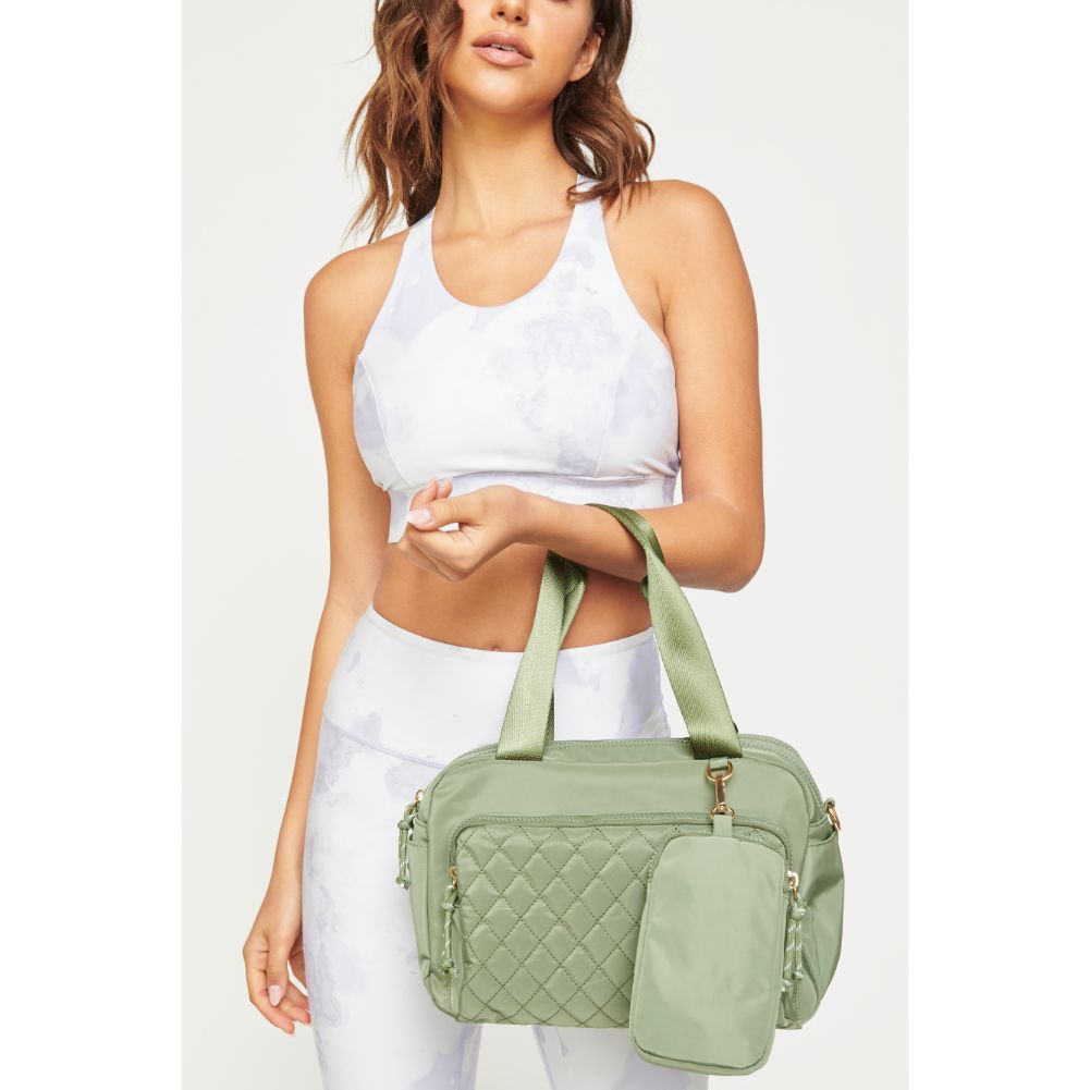 Woman wearing Sage Urban Expressions Payton Crossbody 840611180575 View 1 | Sage