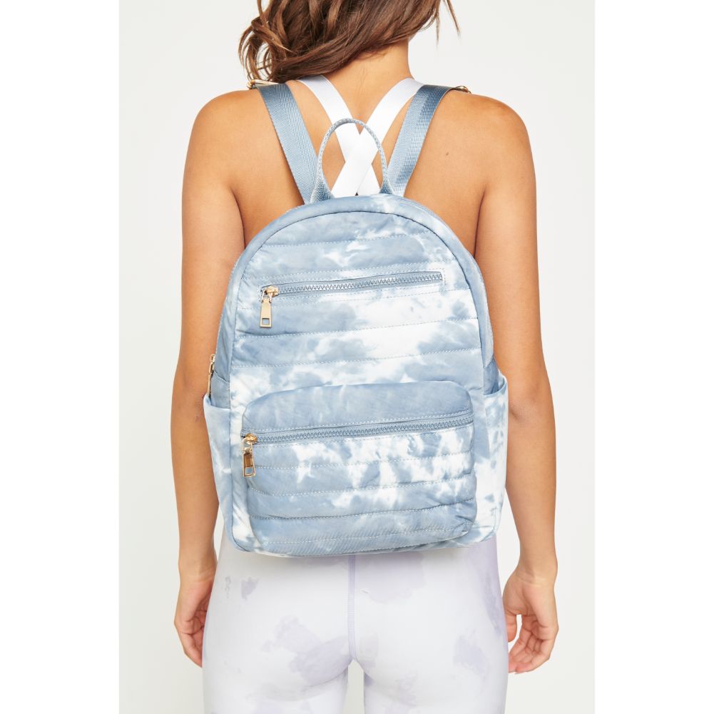 Woman wearing Slate Cloud Urban Expressions Aiden Backpack 840611180742 View 1 | Slate Cloud
