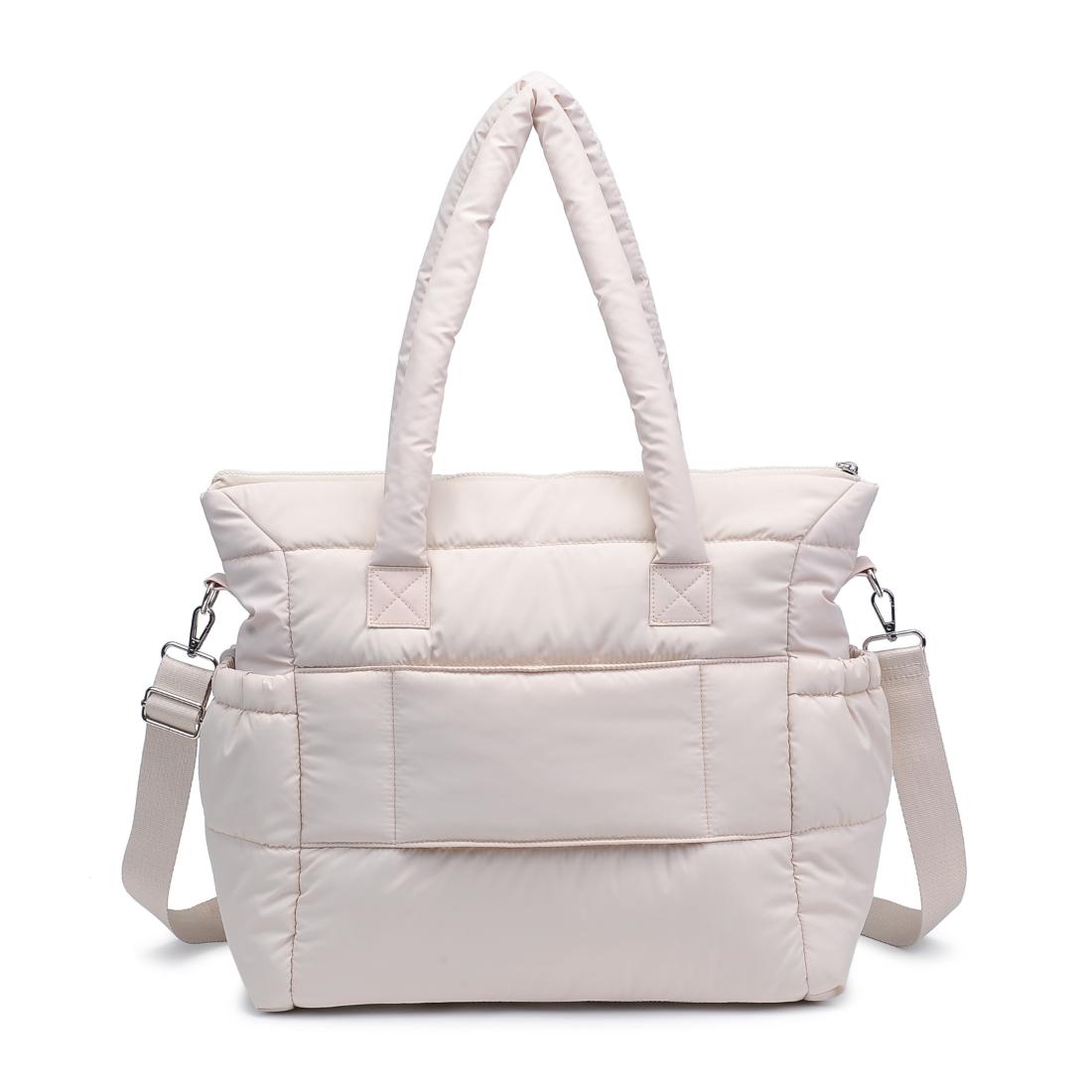 Woman wearing Cream Urban Expressions Jetsetter Tote 840611195081 View 7 | Cream