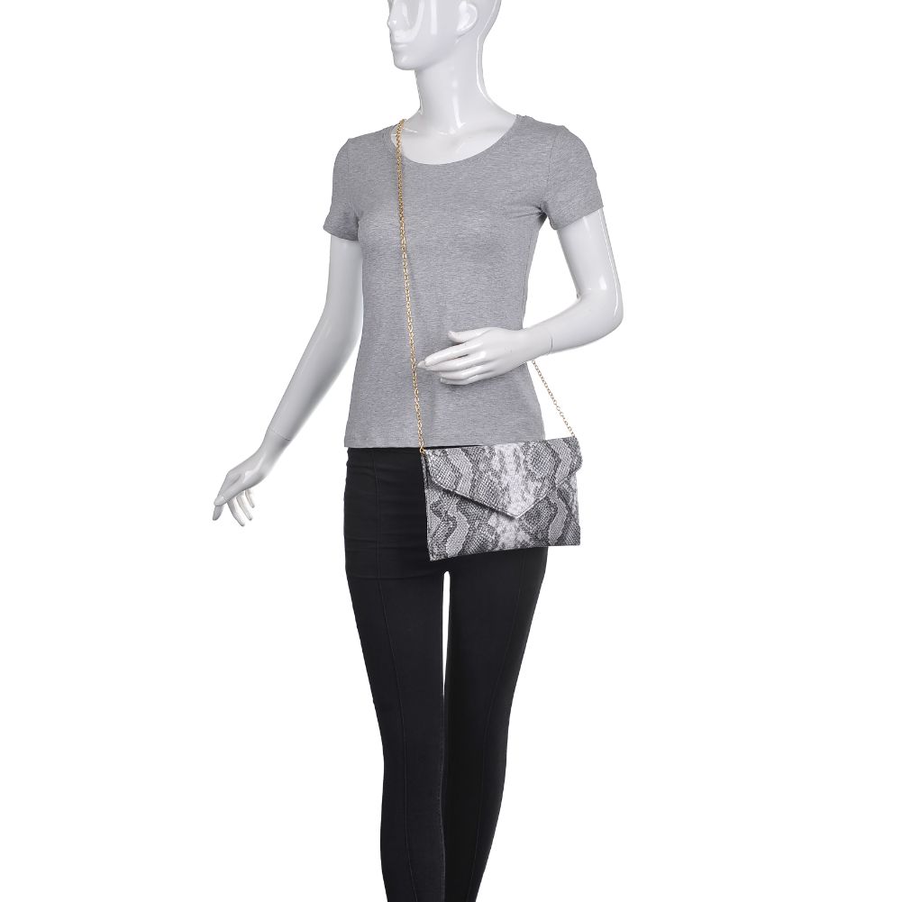 Product Image of Urban Expressions Mallory Clutch 840611173249 View 5 | Black White Snake