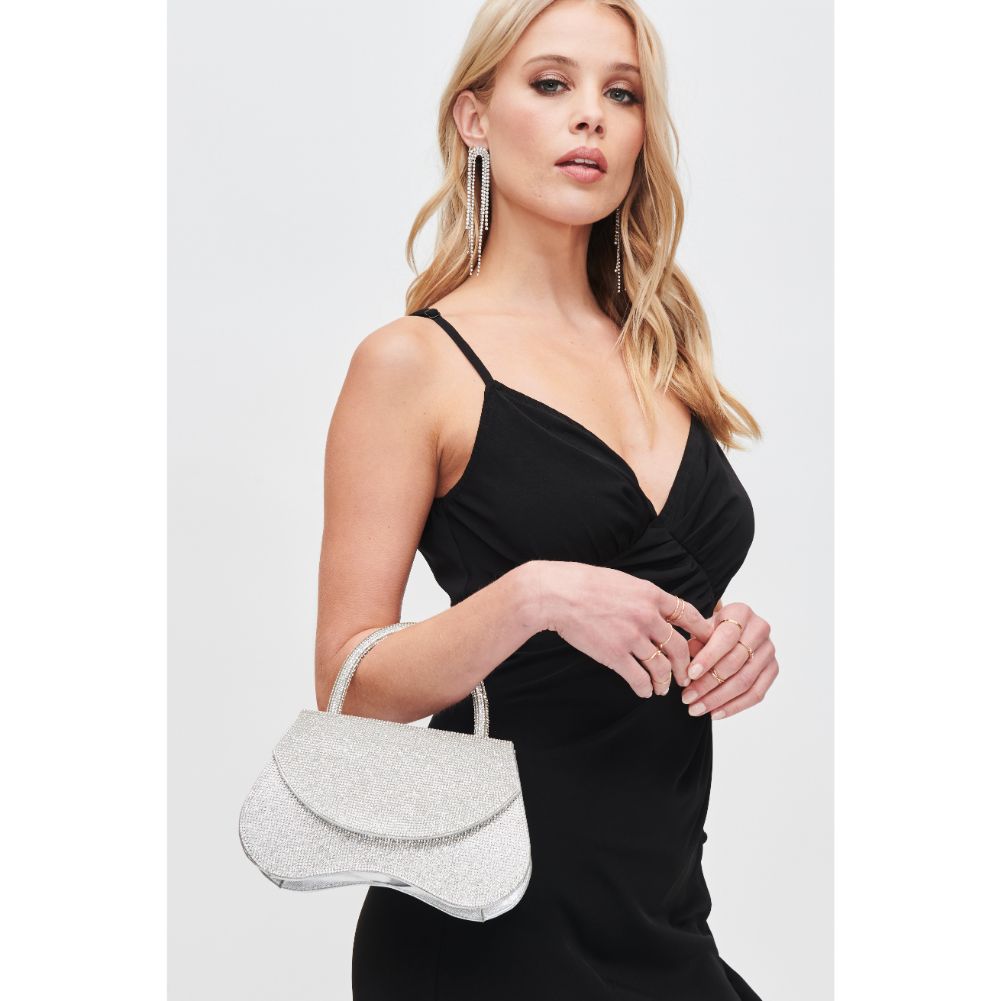 Woman wearing Silver Urban Expressions Zadie Evening Bag 840611122476 View 2 | Silver
