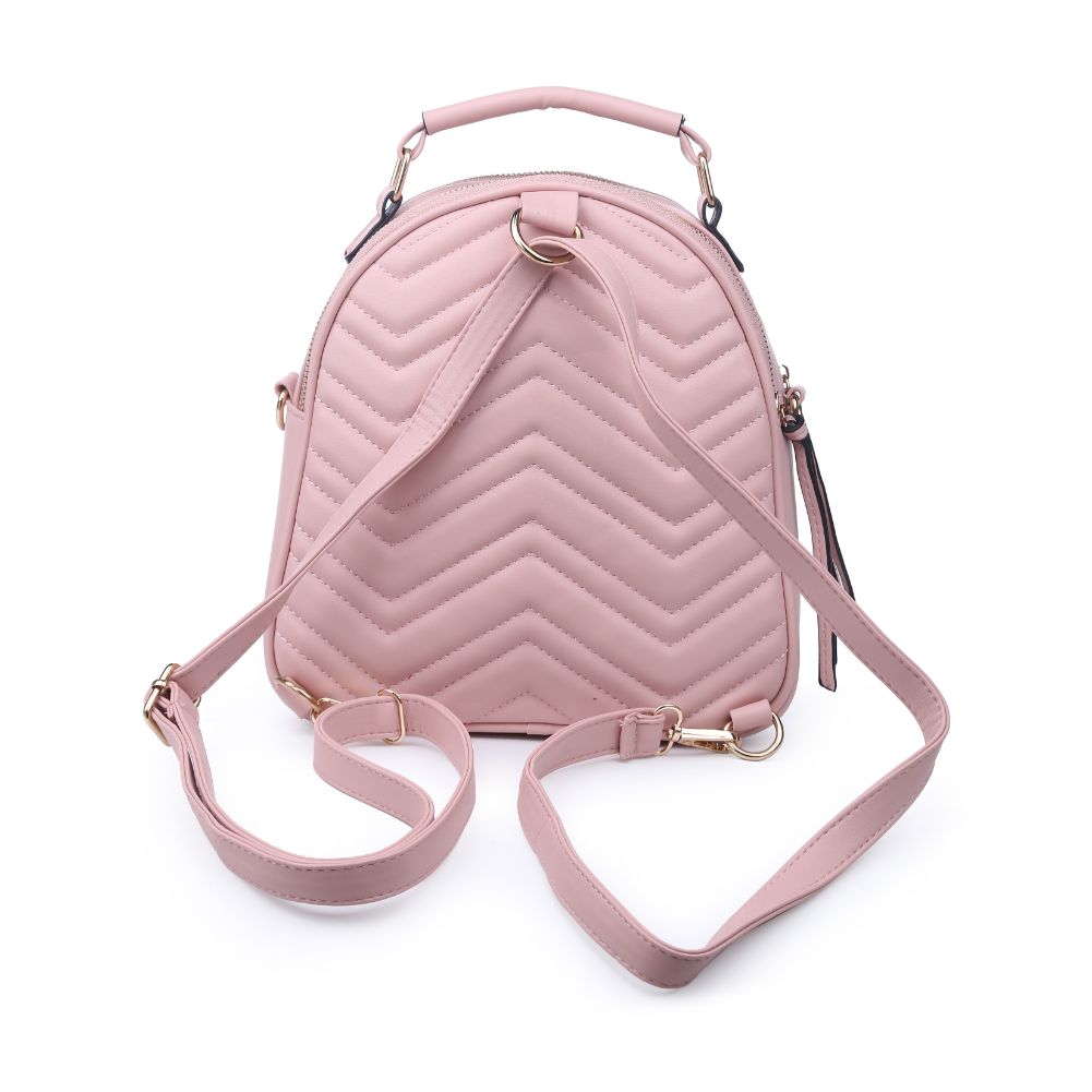 Product Image of Urban Expressions Constance V Stitch Double Zip Backpack 840611168597 View 3 | Blush