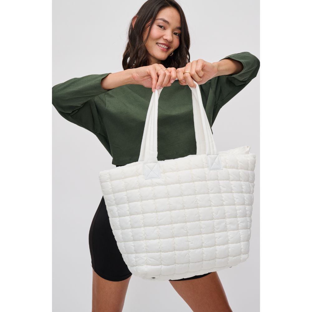 Woman wearing Ivory Urban Expressions Breakaway - Puffer Tote 840611119889 View 3 | Ivory