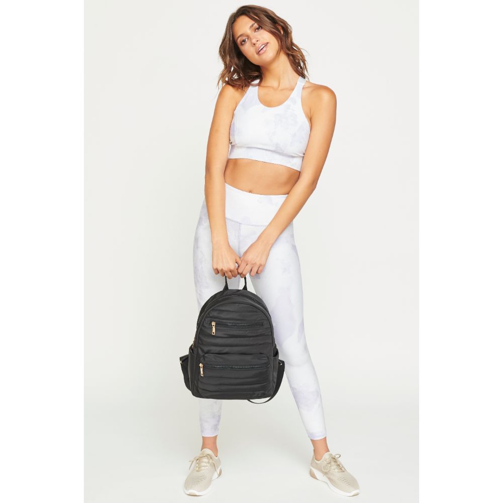 Woman wearing Black Urban Expressions Aiden Backpack 840611180766 View 3 | Black
