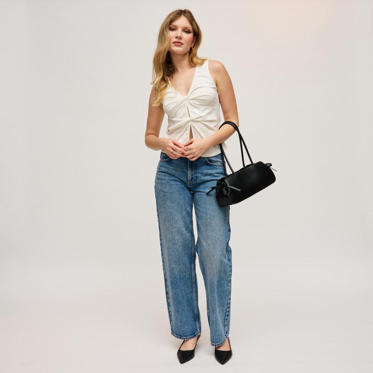 Woman wearing Black Urban Expressions Halo Shoulder Bag 840504207815 View 4 | Black