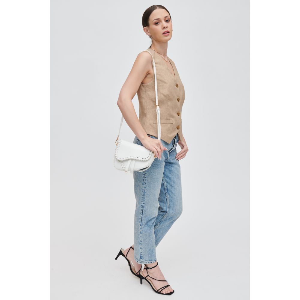 Woman wearing White Urban Expressions Sloane Crossbody 840611106933 View 4 | White