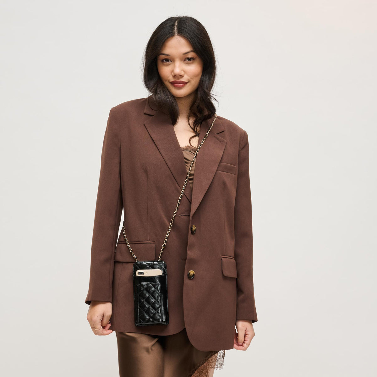 Woman wearing Black Urban Expressions Brianna 2.0 Cell Phone Crossbody 840504203732 View 1 | Black