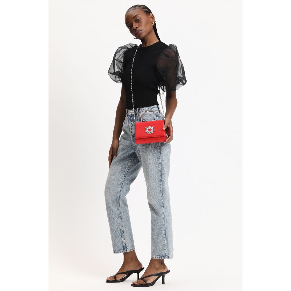 Woman wearing Red Urban Expressions Marlene Evening Bag 840611190321 View 4 | Red