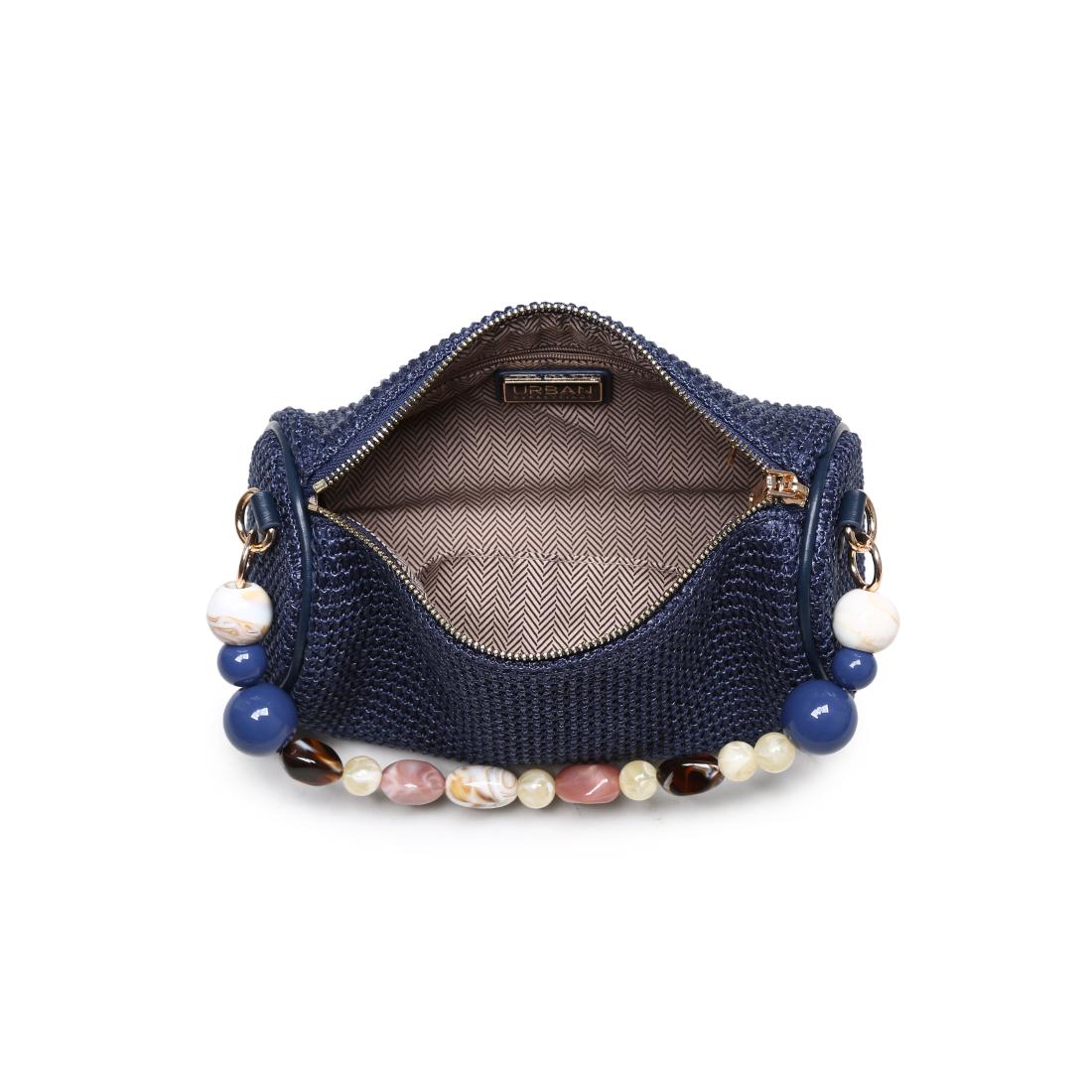 Woman wearing Navy Urban Expressions Rachel - Straw Clutch 840504206245 View 9 | Navy
