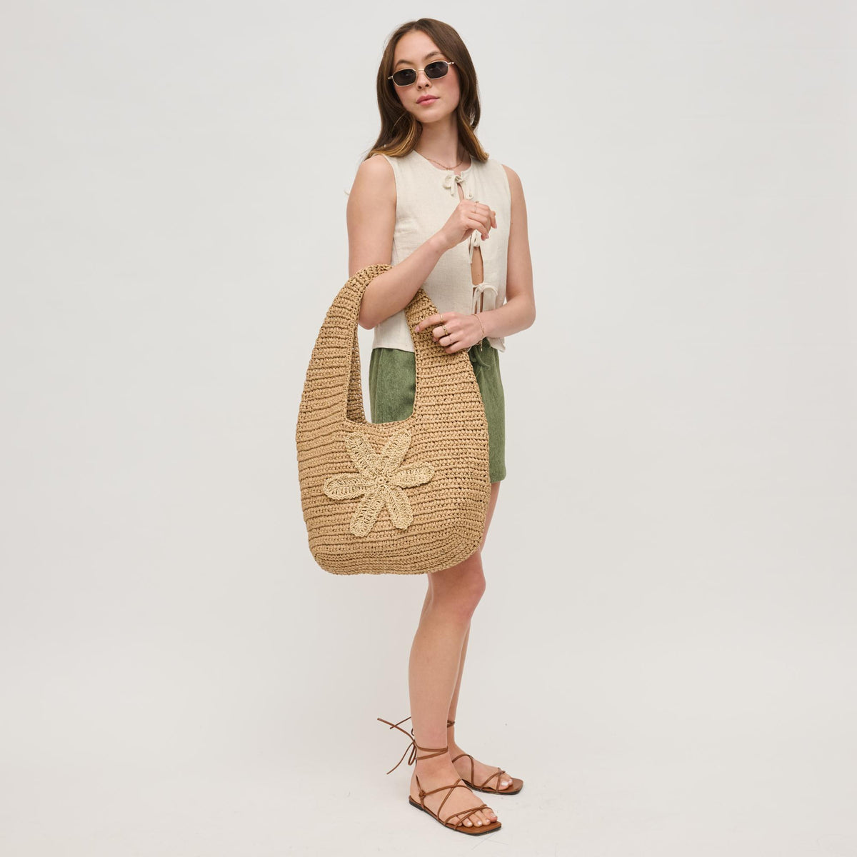 Woman wearing Natural Urban Expressions Crystal Hobo 840611153029 View 3 | Natural