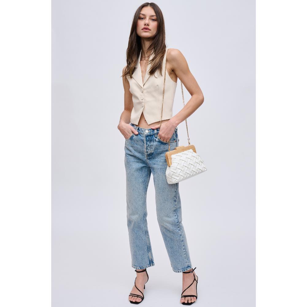 Woman wearing White Urban Expressions Matilda Clutch 840611192080 View 3 | White