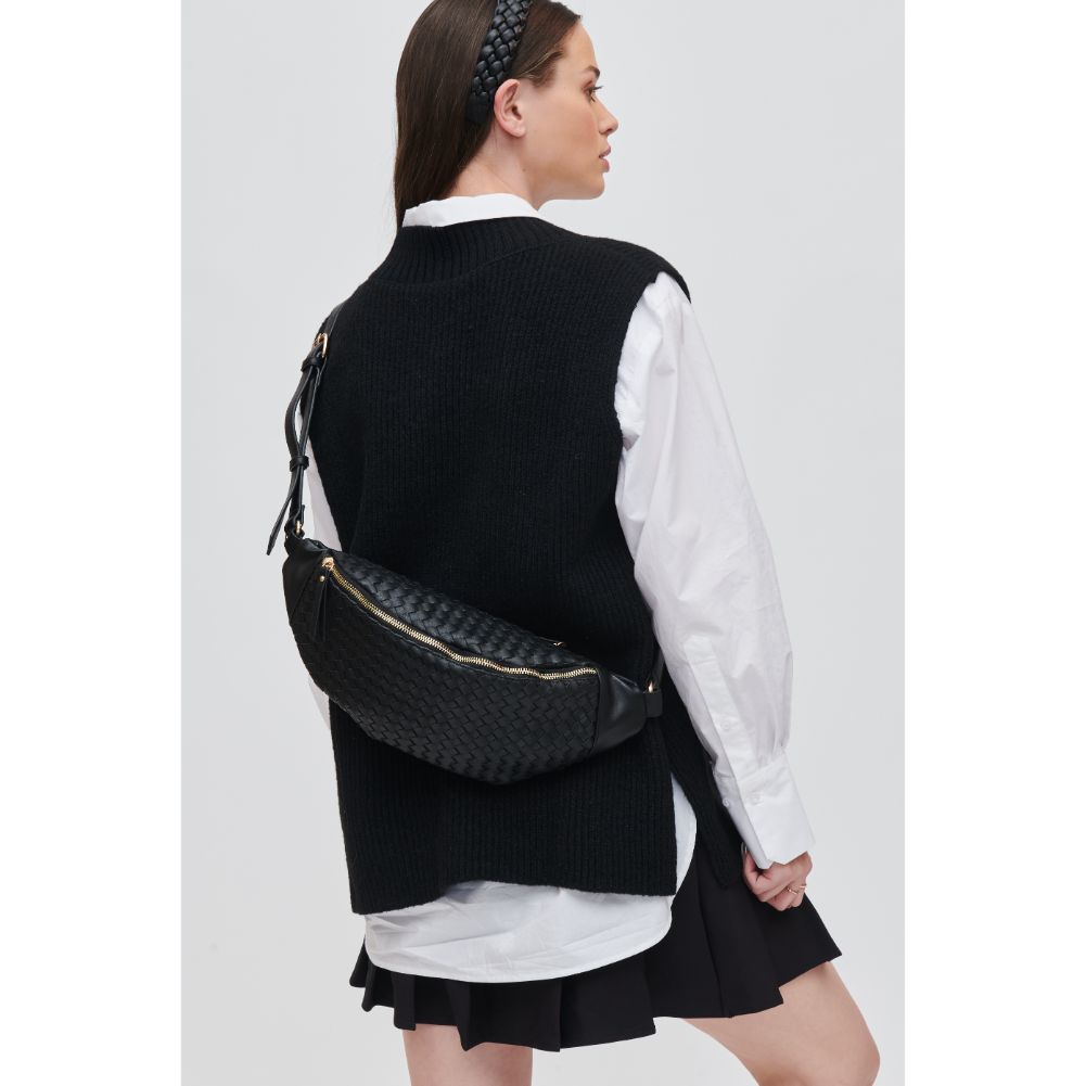 Woman wearing Black Urban Expressions Theos Belt Bag 840611107336 View 1 | Black